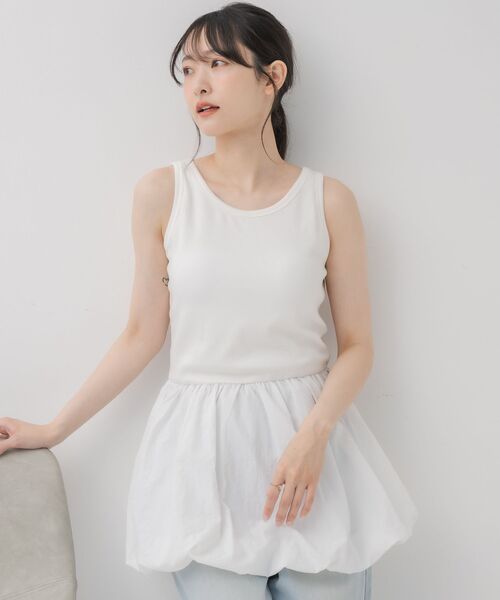 RETRO GIRL(レトロガール)の「カップ付アソートレイヤードタンク(Tシャツ/カットソー・レディース・ブラック/オフホワイト・FREE)」の5枚目の写真