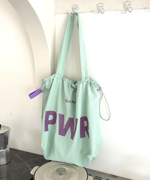 PWRロゴ ドローストリング シャカシャカ トートバッグ（トートバッグ
