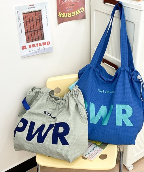 セール】PWRロゴ ドローストリング シャカシャカ トートバッグ