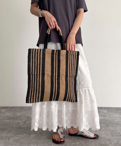 fredy emue(フレディエミュ)の「【TARANGO/タランゴ】 ジュートフラットトートバッグ(トートバッグ・レディース・ブラック系その他3/ブルー系その他3/マルチ/ピンク系その他・FREE)」の2枚目の写真