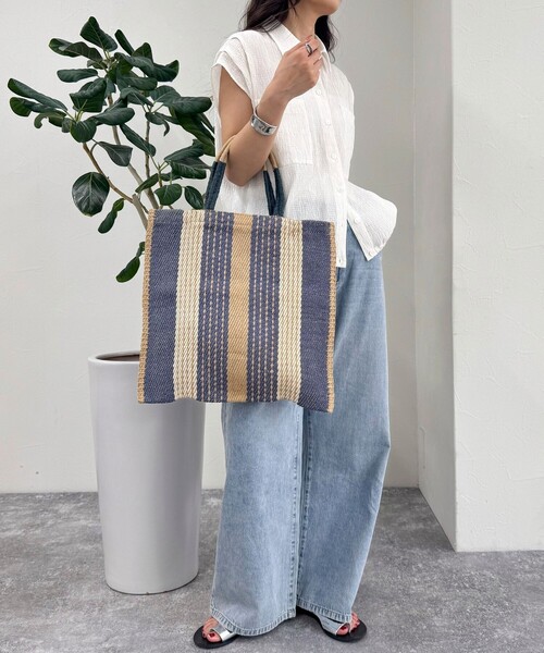 fredy emue(フレディエミュ)の「【TARANGO/タランゴ】 ジュートフラットトートバッグ(トートバッグ・レディース・ブラック系その他3/ブルー系その他3/マルチ/ピンク系その他・FREE)」の6枚目の写真