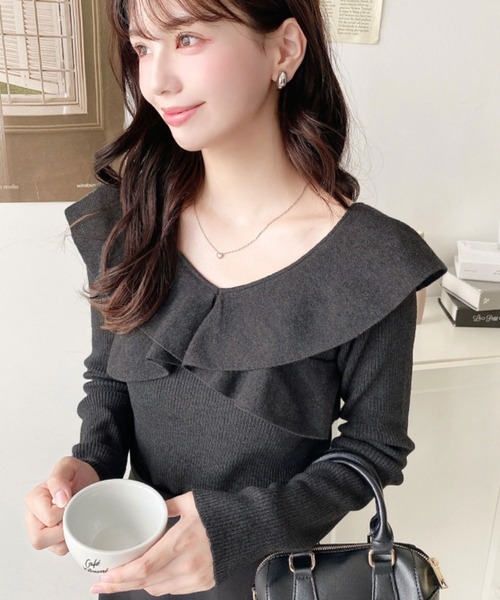 セール】12G フリルニットプルオーバー（ニット/セーター）｜moment+