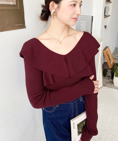 セール】12G フリルニットプルオーバー（ニット/セーター）｜moment+