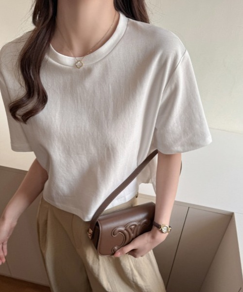 deux amour(ドゥーザムール)の「クルーネック半袖Tシャツ(Tシャツ/カットソー・レディース・ブラック/ホワイト・FREE)」の3枚目の写真