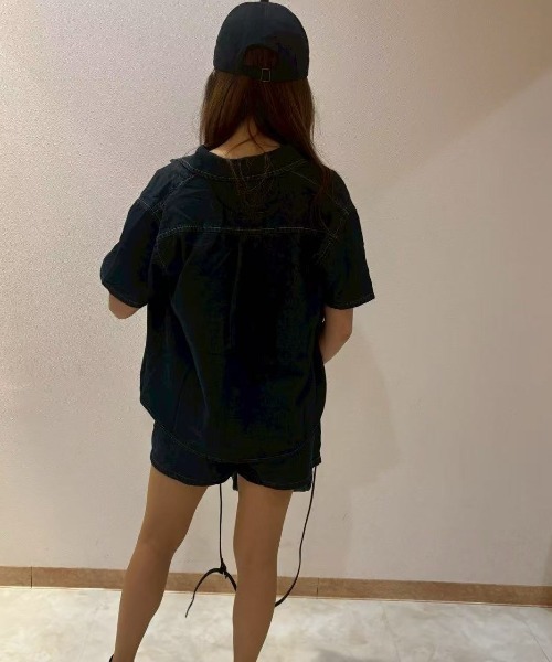 LETee(レティー)の「デニムサマージャケット&ラップスカート風ショートパンツ(セットアップ・レディース・ブルー/サックスブルー・FREE)」の17枚目の写真