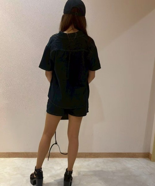 LETee(レティー)の「デニムサマージャケット&ラップスカート風ショートパンツ(セットアップ・レディース・ブルー/サックスブルー・FREE)」の18枚目の写真
