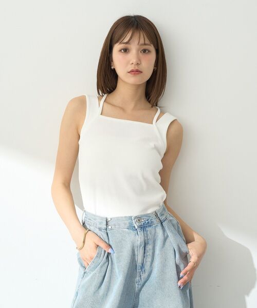 新品未使用品⭐︎ COZyプリントショートタンクトップ、ヘアバンド LE CERCLE par rope' タンクトップ ノースリーブ レイヤード