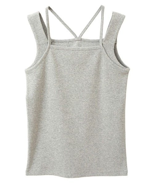 earth music&ecology（アースミュージックアンドエコロジー）の「レイヤードカットタンクトップ（タンクトップ・レディース・オフホワイト/ブルー/ブラック/ライトグレー・S/M）」の3枚目の写真