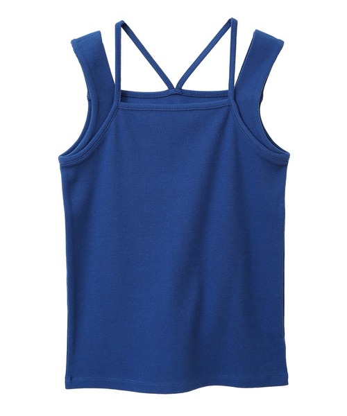 earth music&ecology（アースミュージックアンドエコロジー）の「レイヤードカットタンクトップ（タンクトップ・レディース・オフホワイト/ブルー/ブラック/ライトグレー・S/M）」の13枚目の写真