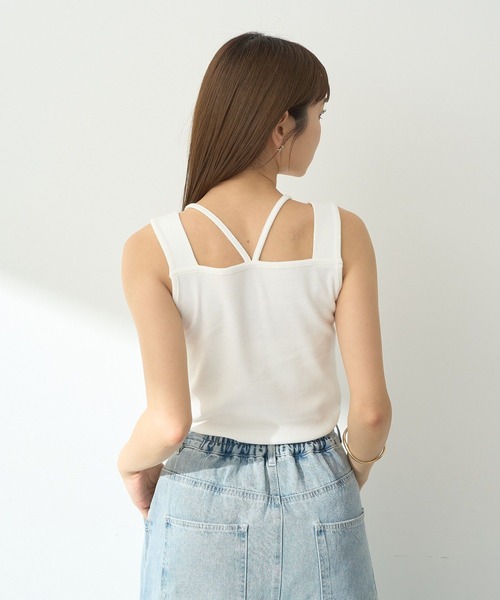 earth music&ecology（アースミュージックアンドエコロジー）の「レイヤードカットタンクトップ（タンクトップ・レディース・オフホワイト/ブルー/ブラック/ライトグレー・S/M）」の7枚目の写真