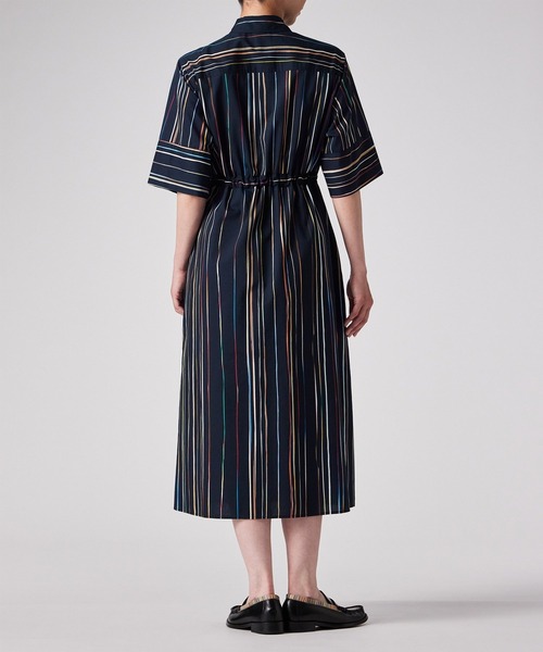 【ポールスミス】 総柄 シャツワンピース ベルト付き サイズM 美品 ポールスミス ロングワンピース 長袖 ラビット 総柄 ベルト
