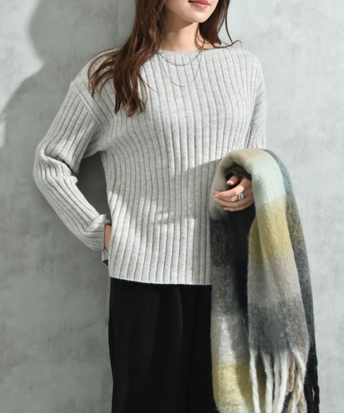 INTERPLANET（インタープラネット）の「７Ｇ　ワイドリブプルオーバー（ニット/セーター・レディース・オレンジ/ブルー/グレー/ブラック・LARGE/MEDIUM）」の3枚目の写真