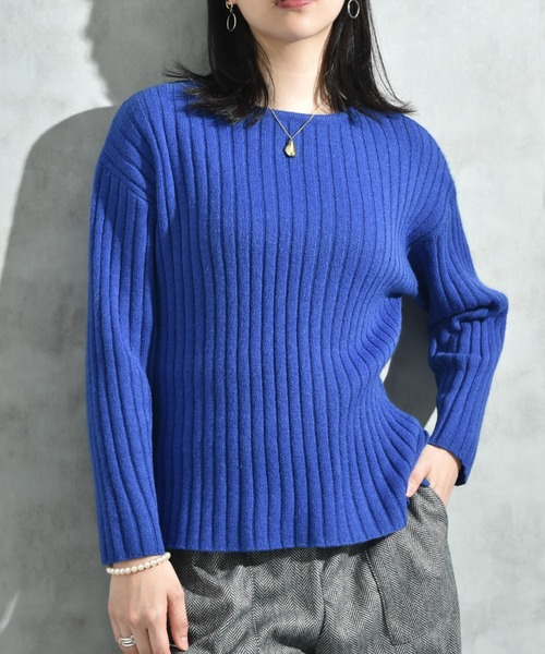 INTERPLANET（インタープラネット）の「７Ｇ　ワイドリブプルオーバー（ニット/セーター・レディース・オレンジ/ブルー/グレー/ブラック・LARGE/MEDIUM）」の19枚目の写真