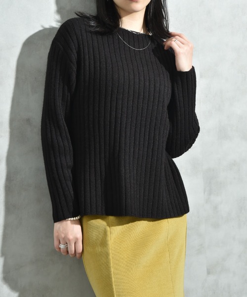 INTERPLANET（インタープラネット）の「７Ｇ　ワイドリブプルオーバー（ニット/セーター・レディース・オレンジ/ブルー/グレー/ブラック・LARGE/MEDIUM）」の9枚目の写真