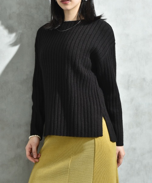 INTERPLANET（インタープラネット）の「７Ｇ　ワイドリブプルオーバー（ニット/セーター・レディース・オレンジ/ブルー/グレー/ブラック・LARGE/MEDIUM）」の11枚目の写真