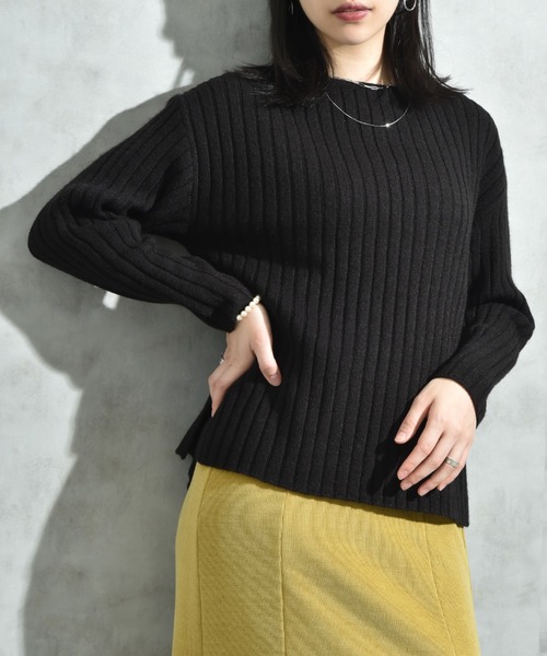 INTERPLANET（インタープラネット）の「７Ｇ　ワイドリブプルオーバー（ニット/セーター・レディース・オレンジ/ブルー/グレー/ブラック・LARGE/MEDIUM）」の12枚目の写真