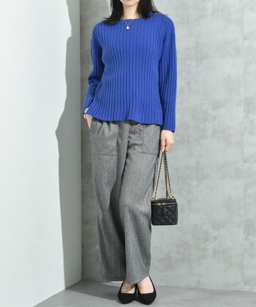 INTERPLANET（インタープラネット）の「７Ｇ　ワイドリブプルオーバー（ニット/セーター・レディース・オレンジ/ブルー/グレー/ブラック・LARGE/MEDIUM）」の15枚目の写真