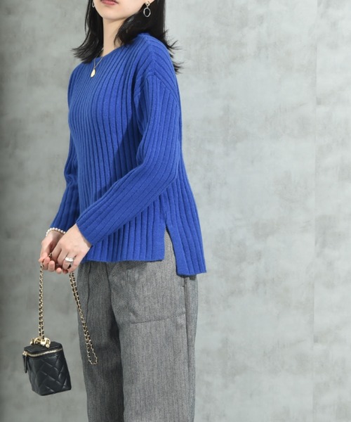 INTERPLANET（インタープラネット）の「７Ｇ　ワイドリブプルオーバー（ニット/セーター・レディース・オレンジ/ブルー/グレー/ブラック・LARGE/MEDIUM）」の18枚目の写真