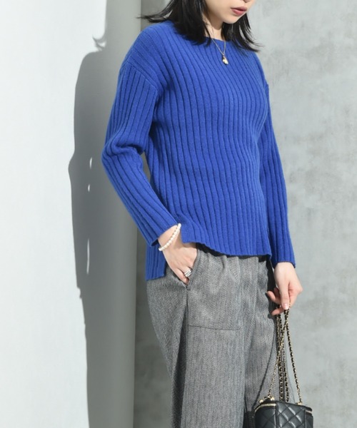 INTERPLANET（インタープラネット）の「７Ｇ　ワイドリブプルオーバー（ニット/セーター・レディース・オレンジ/ブルー/グレー/ブラック・LARGE/MEDIUM）」の17枚目の写真