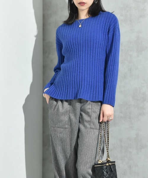 INTERPLANET（インタープラネット）の「７Ｇ　ワイドリブプルオーバー（ニット/セーター・レディース・オレンジ/ブルー/グレー/ブラック・LARGE/MEDIUM）」の16枚目の写真