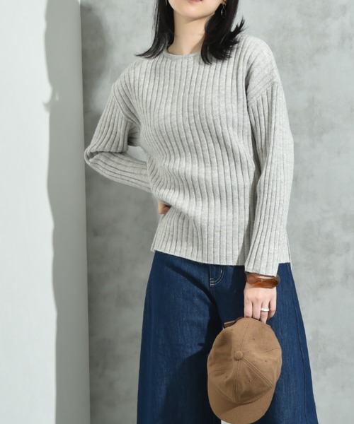 INTERPLANET（インタープラネット）の「７Ｇ　ワイドリブプルオーバー（ニット/セーター・レディース・オレンジ/ブルー/グレー/ブラック・LARGE/MEDIUM）」の22枚目の写真