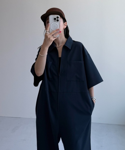 loin ロワン 今期half sleeve all in one half sleeve zip all in one / ハーフスリーブジップオールインワン
