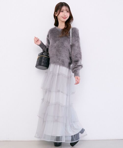 MAJESTIC LEGON(マジェスティックレゴン)の「パールチェーンキャミワンピース(ワンピース・レディース・ブラック/ピンクベージュ/ホワイト系その他/グレー/アイボリー・MEDIUM/SMALL/X-SMALL)」の4枚目の写真