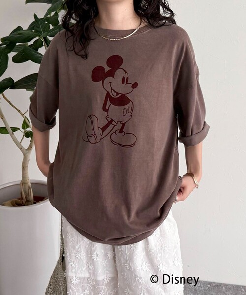 fredy emue(フレディエミュ)の「【GOOD ROCK SPEED/グッドロックスピード】Mickey フロッキープリントBIGTシャツ(Tシャツ/カットソー・レディース・チャコールグレー/ブラウン・38)」の4枚目の写真