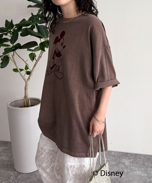 fredy emue(フレディエミュ)の「【GOOD ROCK SPEED/グッドロックスピード】Mickey フロッキープリントBIGTシャツ(Tシャツ/カットソー・レディース・チャコールグレー/ブラウン・38)」の5枚目の写真