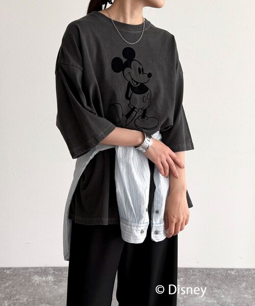 fredy emue(フレディエミュ)の「【GOOD ROCK SPEED/グッドロックスピード】Mickey フロッキープリントBIGTシャツ(Tシャツ/カットソー・レディース・チャコールグレー/ブラウン・38)」の11枚目の写真