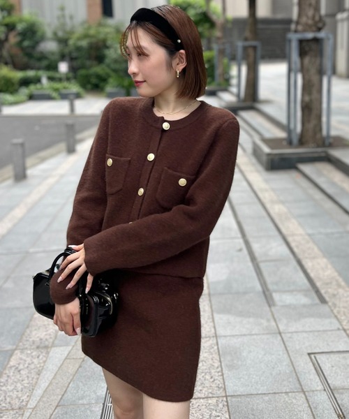 SNIDEL(スナイデル)の「フォックスニットジャケット(ノーカラージャケット・レディース・ライトグレー/イエロー/ブラウン/ライトブルー・F)」の10枚目の写真