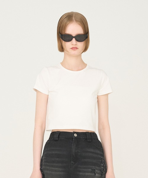 tシャツ 「Nora Lily」「elle」Mini Logo Embroidered Tee レディース セール】【Nora Lily】「elle」Mini Logo Embroidered Tee（T