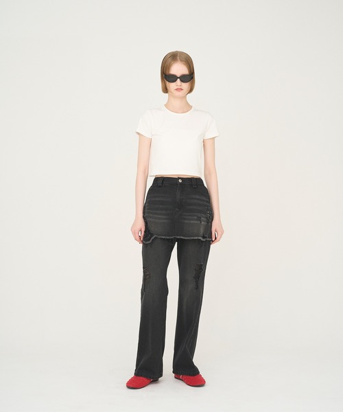 tシャツ 「Nora Lily」「elle」Mini Logo Embroidered Tee レディース セール】【Nora Lily】「elle」Mini Logo Embroidered Tee（T