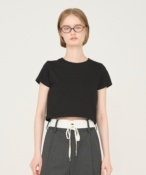 Nora Lily elle(ノラリリーエル)の「【Nora Lily】「elle」Mini Logo Embroidered Tee(Tシャツ/カットソー・レディース・ホワイト/ネイビー/ブラック・FREE)」の18枚目の写真