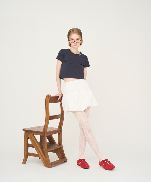 セール】【Nora Lily】「elle」Mini Logo Embroidered Tee（T