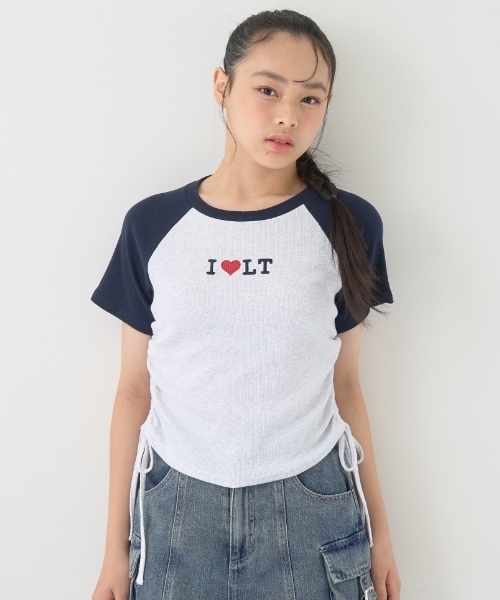 LOVETOXIC（ラブトキシック）の「【吸水速乾/さらさら】ILoveドロストT（Tシャツ/カットソー・キッズ・レッド/ブラック/ネイビー・M:150cm/130cm/L:160cm/S:140cm）」の2枚目の写真