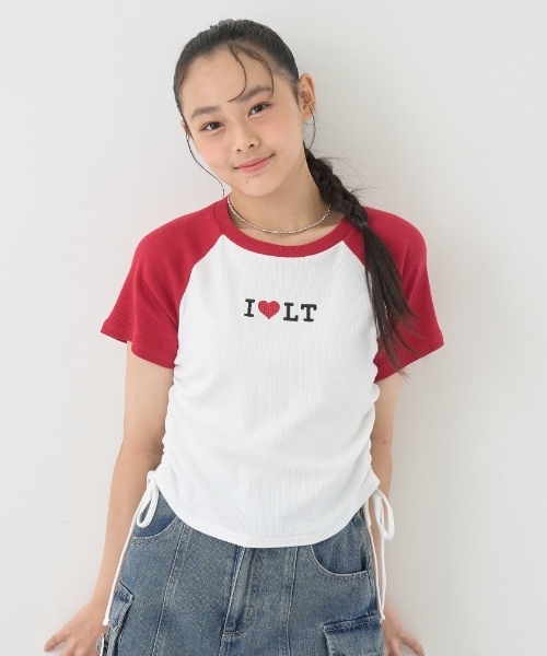 LOVETOXIC（ラブトキシック）の「【吸水速乾/さらさら】ILoveドロストT（Tシャツ/カットソー・キッズ・レッド/ブラック/ネイビー・M:150cm/130cm/L:160cm/S:140cm）」の3枚目の写真
