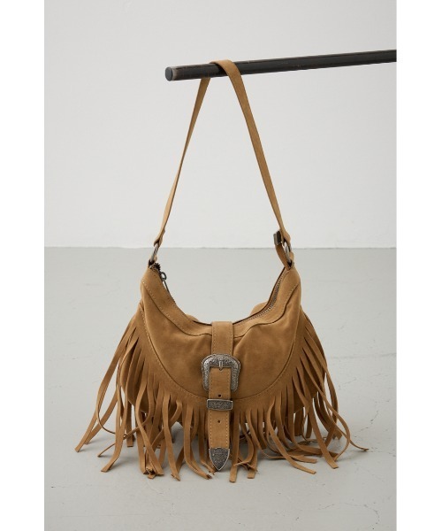 フリンジ付きベージュスエードショルダーバッグ セール】ウエスタンフリンジスエードバッグ（ショルダーバッグ）｜AZUL