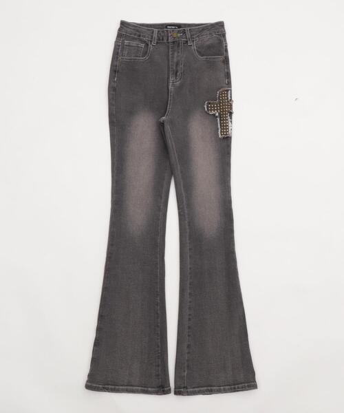 dispark(ディスパーク)の「DISPARK/クロススタッズフレアデニム(デニムパンツ・レディース・ブラック・MEDIUM/SMALL)」の7枚目の写真