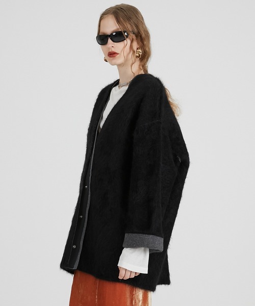 PRANK PROJECT(プランクプロジェクト)の「ダブルフェイスアルパカニットカーディガン / Double-faced Alpaca Knit Cardigan(カーディガン/ボレロ・レディース・ブラック/グレー/ピンク・FREE)」の18枚目の写真