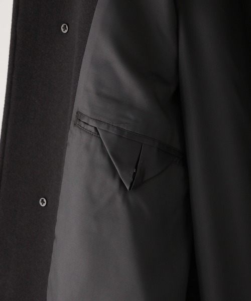 GLOBAL WORK（グローバルワーク）の「ウーリーテック/防風スマートロングコート/451156（ステンカラーコート・メンズ・ネイビー/ブラック・LARGE/SMALL/MEDIUM）」の4枚目の写真