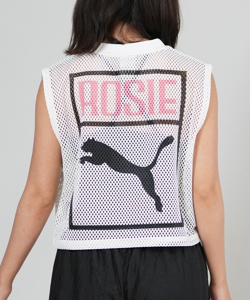 PUMA(プーマ)の「PUMA/プーマ ROSE RELAXED MESH TOP メッシュタンクトップ 633804(タンクトップ・レディース・アイボリー/ブラック・XS/S)」の2枚目の写真