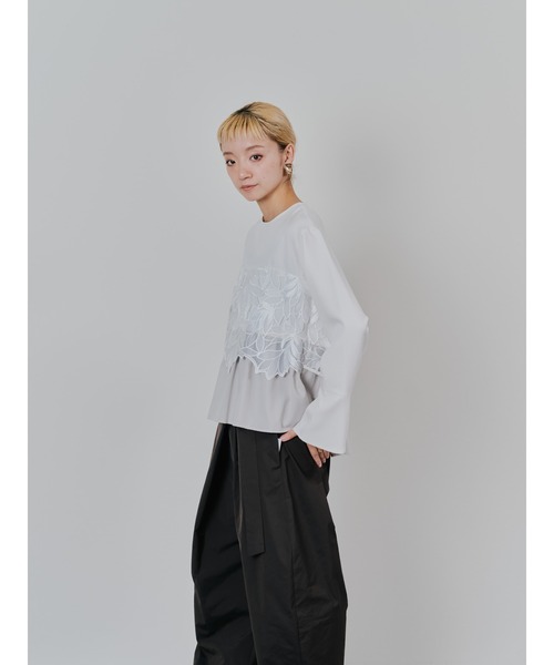 TEVALT(ヴァレット)の「リーフレースティアードトップス(シャツ/ブラウス・レディース・ブラック/ホワイト・38)」の7枚目の写真
