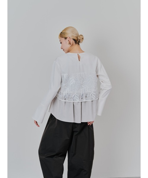 TEVALT(ヴァレット)の「リーフレースティアードトップス(シャツ/ブラウス・レディース・ブラック/ホワイト・38)」の8枚目の写真