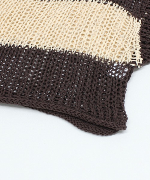 RNA(アールエヌエー)の「K2722 ワイドボーダーメッシュプルオーバー(ニット/セーター・レディース・グリーン/ブラウン/ブラック×ホワイト・MEDIUM)」の10枚目の写真