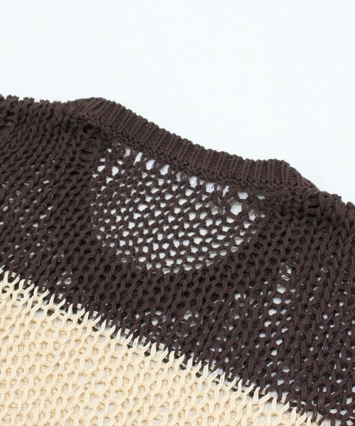 RNA(アールエヌエー)の「K2722 ワイドボーダーメッシュプルオーバー(ニット/セーター・レディース・グリーン/ブラウン/ブラック×ホワイト・MEDIUM)」の11枚目の写真