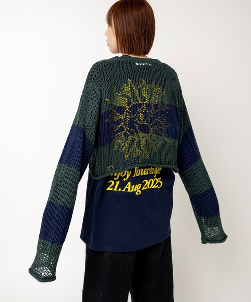 RNA(アールエヌエー)の「K2722 ワイドボーダーメッシュプルオーバー(ニット/セーター・レディース・グリーン/ブラウン/ブラック×ホワイト・MEDIUM)」の17枚目の写真