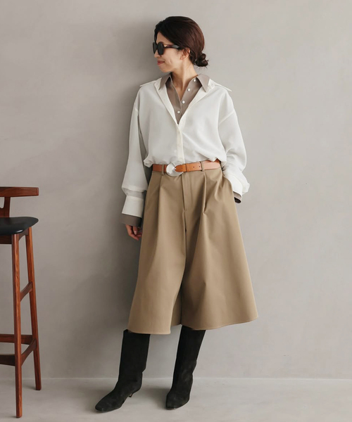 IENA（イエナ）の「タックキュロットパンツ（その他パンツ・レディース・ベージュ/チャコールグレー・38/36）」の4枚目の写真