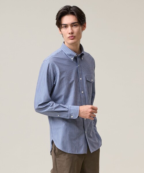 J.PRESS(ジェイプレス)の「【KANEMASA JERSEY】ストライプボタンダウン シャツ(シャツ/ブラウス・メンズ・ホワイト系1/ダルブルー系1・X-LARGE/LARGE/MEDIUM)」の2枚目の写真