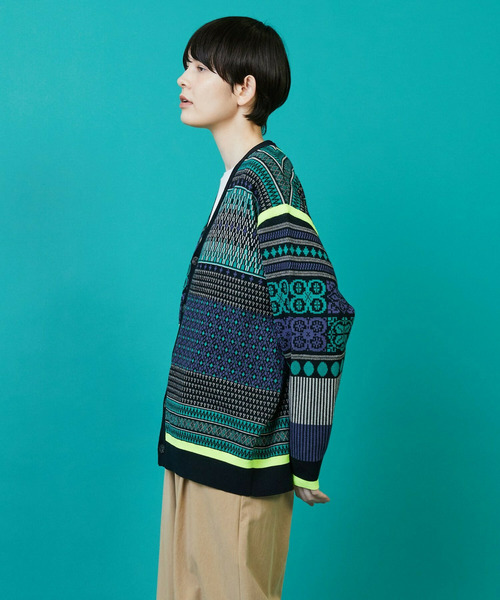 FRAPBOIS（フラボア）の「ミックスクロア カーディガン（カーディガン/ボレロ・レディース・ブラック/ベージュ・1/2）」の8枚目の写真